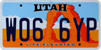 UT license plate W066YP