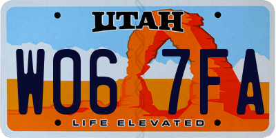 UT license plate W067FA