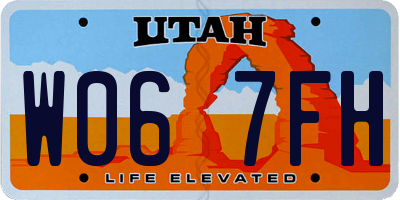 UT license plate W067FH