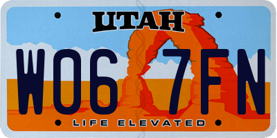 UT license plate W067FN