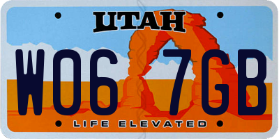 UT license plate W067GB