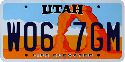 UT license plate W067GM