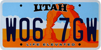 UT license plate W067GW