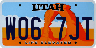 UT license plate W067JT