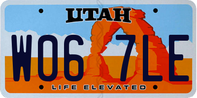 UT license plate W067LE
