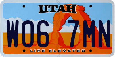 UT license plate W067MN