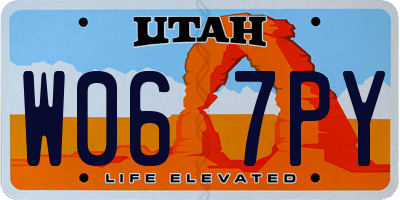 UT license plate W067PY
