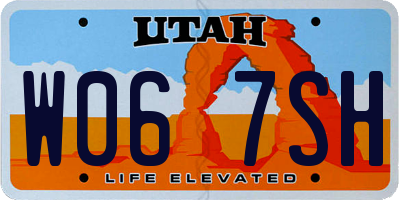 UT license plate W067SH