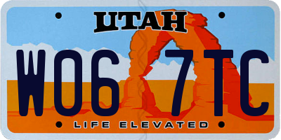 UT license plate W067TC