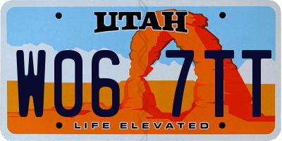UT license plate W067TT