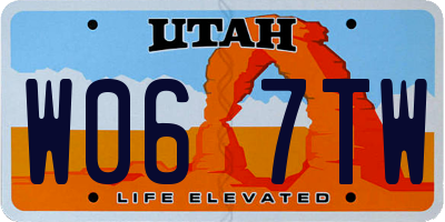 UT license plate W067TW