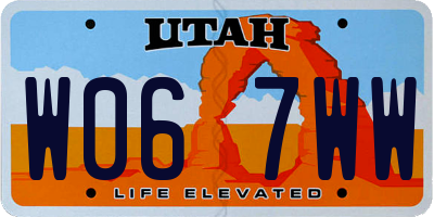 UT license plate W067WW