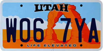 UT license plate W067YA