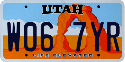 UT license plate W067YR