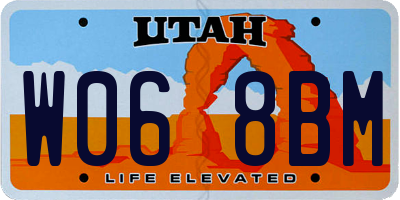 UT license plate W068BM