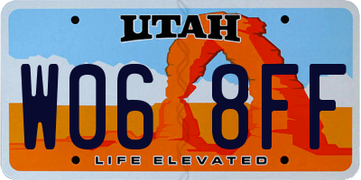 UT license plate W068FF