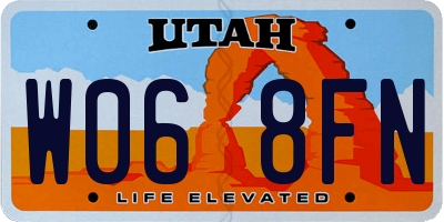 UT license plate W068FN