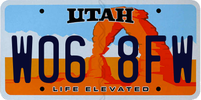 UT license plate W068FW