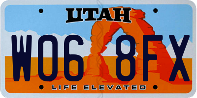 UT license plate W068FX