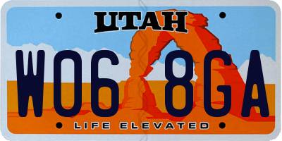 UT license plate W068GA