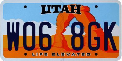 UT license plate W068GK