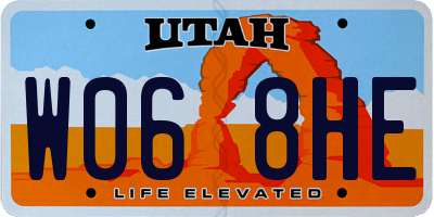 UT license plate W068HE