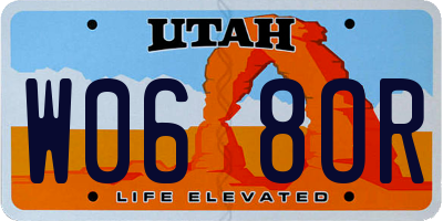 UT license plate W068OR