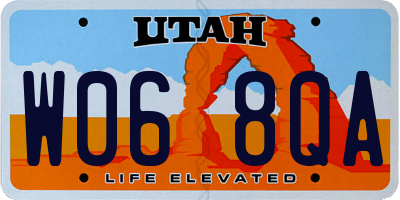 UT license plate W068QA