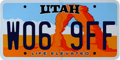 UT license plate W069FF