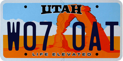 UT license plate W070AT