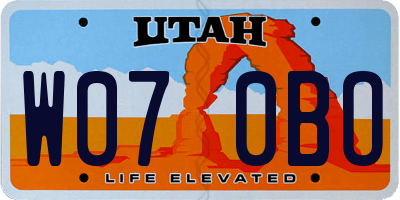 UT license plate W070BO