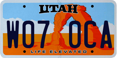 UT license plate W070CA