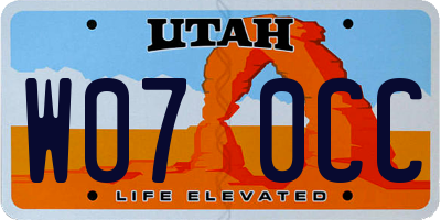 UT license plate W070CC