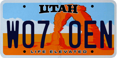 UT license plate W070EN