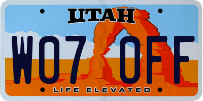 UT license plate W070FF