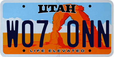 UT license plate W070NN
