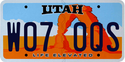 UT license plate W070QS