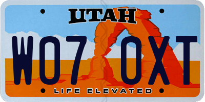 UT license plate W070XT