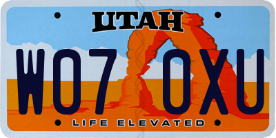 UT license plate W070XU