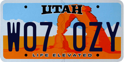 UT license plate W070ZY