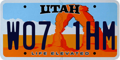 UT license plate W071HM
