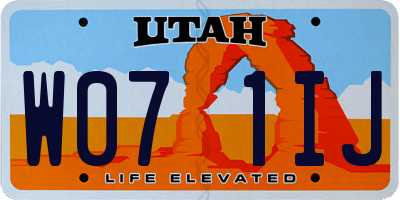 UT license plate W071IJ