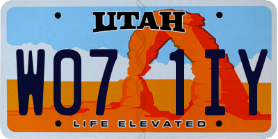 UT license plate W071IY