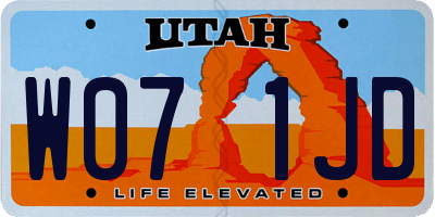 UT license plate W071JD