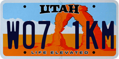 UT license plate W071KM