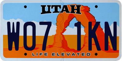 UT license plate W071KN