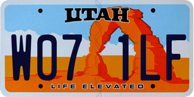 UT license plate W071LF