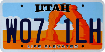 UT license plate W071LH