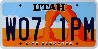 UT license plate W071PM