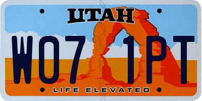UT license plate W071PT